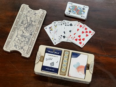 Lot 1703 - A Faux Scrimshaw games box, the lid with a...