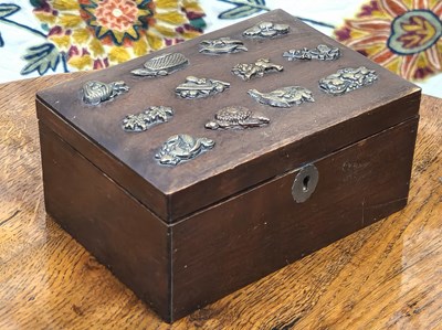 Lot 1708 - A small antique desk box, the lid decorated...