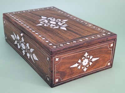 Lot 1747 - A late 19th-century rosewood and ivory inlaid...