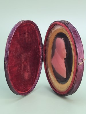 Lot 1749 - A 19th-century wax profile portrait of a...
