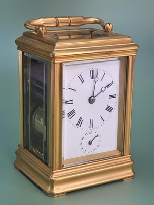 Lot 1388 - A gorge cased alarm carriage clock, striking,...