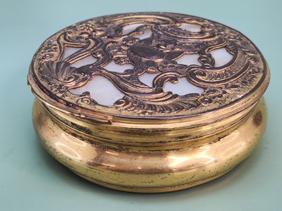 Lot 1398 - A 19th century brass and mother of pearl round...