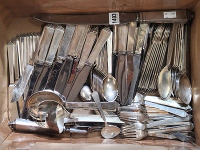 Lot 1403 - A canteen of Georg Jensen pyramid pattern 925...
