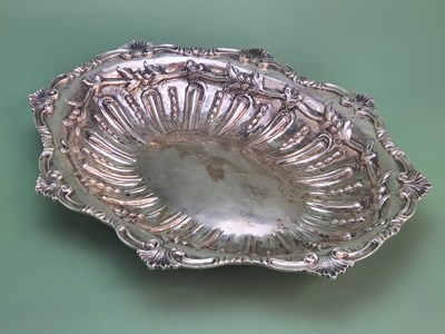 Lot 1410 - A Victorian silver oval fruit dish, the shell...