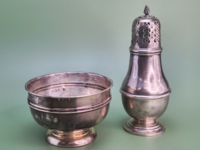 Lot 1415 - A silver baluster caster, Chester, together...
