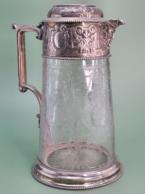 Lot 1423 - A Victorian silver mounted, etched glass...