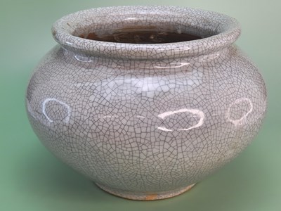 Lot 1430 - A Chinese grey crackleware bun shaped jar with...
