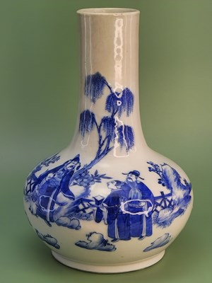 Lot 1434 - A Chinese porcelain blue and white bottle vase...