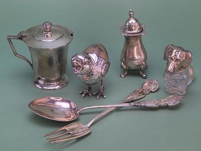 Lot 1455 - A silver pepper, Birmingham 1967, an Empire...