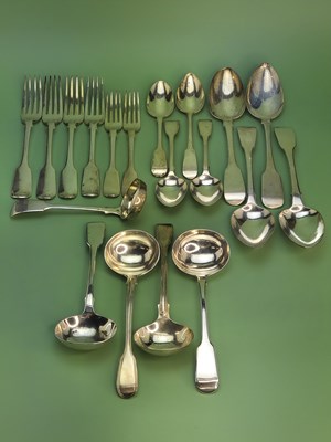 Lot 1483 - A matched set of George III and later silver...