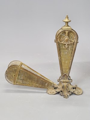 Lot 1490a - A brass fires screen, the pierced leaves...