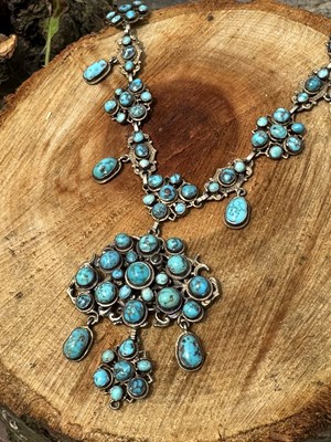Lot 1004 - An impressive Continental silver necklace,...