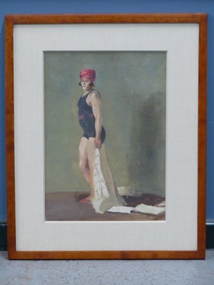 Lot 1514 - 20th century school, a lady in a black bathing...