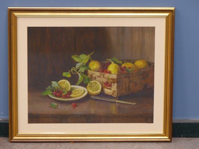 Lot 1520 - 19th century school, lemons and cherries on a...