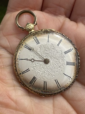 Lot 1064 - A French 18ct gold keywind fob watch, the...