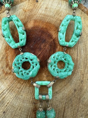 Lot 1012 - A Chinese-style Peking glass necklace,...