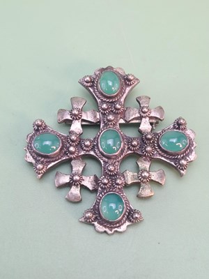 Lot 1770 - A vintage silver Jerusalem cross breast...