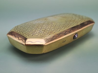 Lot 1826 - A 19th century brass tobacco box, the hinged...
