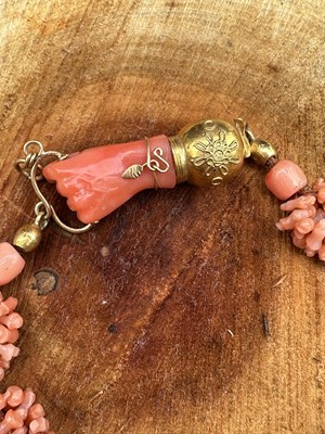 Lot 1024 - A Victorian coral bracelet, composed of...