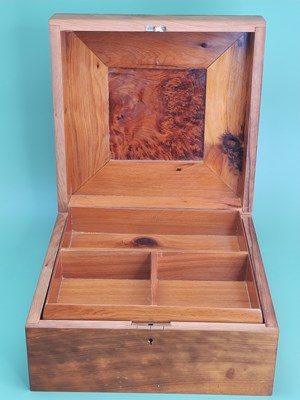 Lot 1838 - A yew wood and walnut gentleman's dressing...
