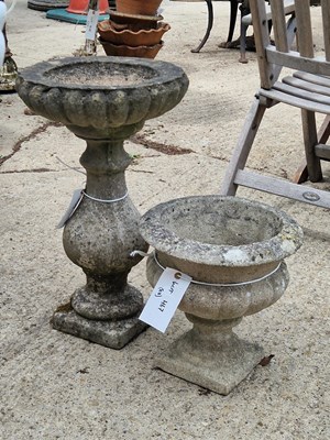 Lot 467 - A concrete bird bath H 60 Ø 38cm, together...