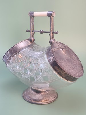Lot 1785 - An antique cut-glass and silver-plate-mounted...