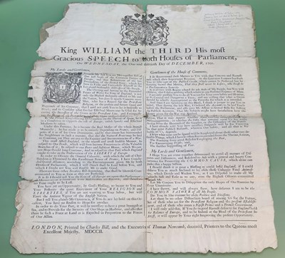 Lot 1791 - A rare 1701 dated broadsheet printed...