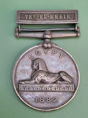 Lot 1319 - A Victorian British Egypt medal, 1882, with...