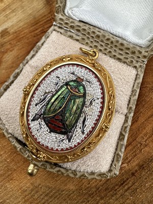 Lot 1141 - An attractive antique oval micro-mosaic...
