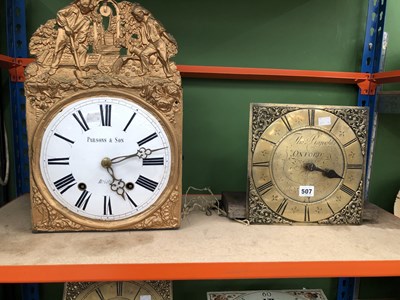 Lot 507 - Two long case clock movements, one with a...