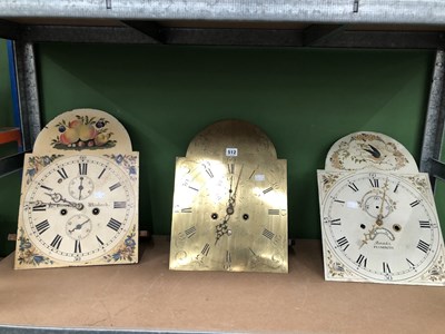 Lot 512 - Three long case clock movements, each with...