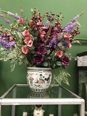 Lot 515 - A Chinese famille rose planter of textile flowers