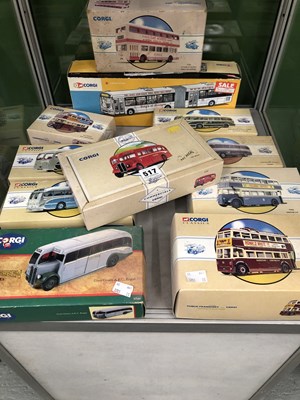 Lot 517 - Eleven boxed Corgi die cast toy buses
