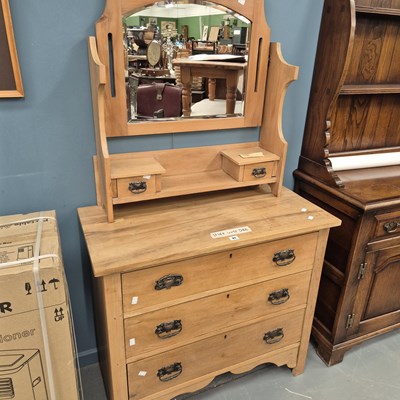 Lot 95 - A late Victorian/Edwardian pine satin walnut...