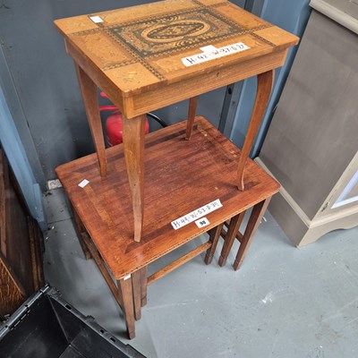 Lot 98 - A nest of hardwood tables H 48 W 53 D 39cm and...
