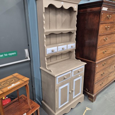 Lot 100 - A petite modern painted pine dresser, the...