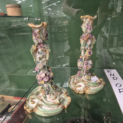 Lot 543 - A pair of mid 19th century flower encrusted...