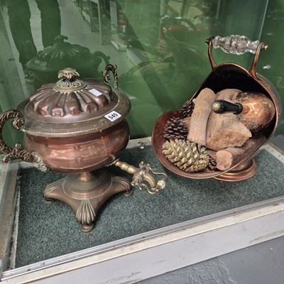 Lot 545 - A 19th century copper tea urn together with a...