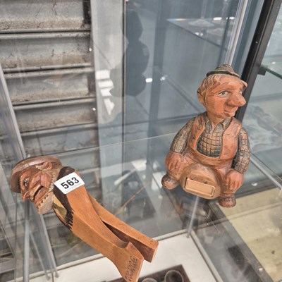 Lot 563 - A Black Forest carved wooden figural matchbox...