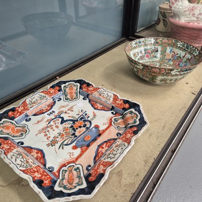 Lot 568 - A square Japanese Imari dish together with a...