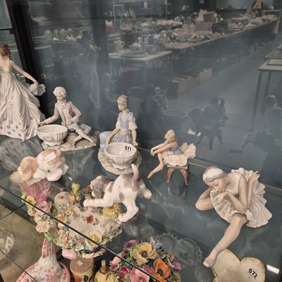 Lot 571 - A pair of Lladro figural sweetmeats together...