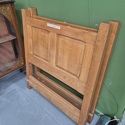 Lot 117 - Two bespoke oak panelled single bed headboards,...