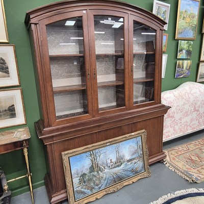 Lot 121 - A 20th century hardwood side cabinet, the...