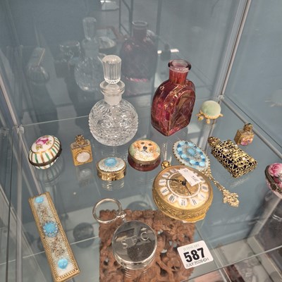 Lot 587 - A collection of miniature boxes, two glass...