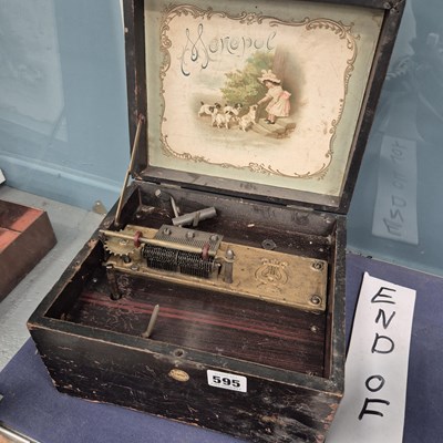 Lot 595 - A 'Monopol' music box playing 19cm metal discs