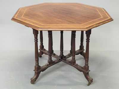 Lot 1734 - A late Victorian mahogany and inlaid Hexagonal...