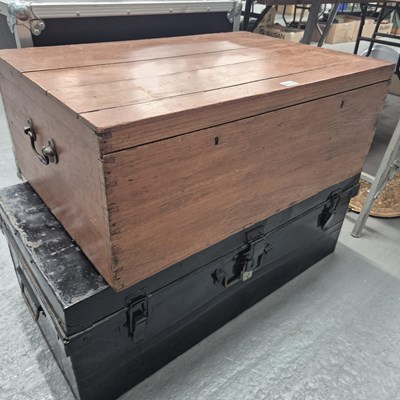 Lot 613 - A mahogany and a tin trunk
