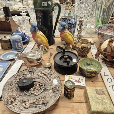 Lot 617 - A Wedgwood type lustre bowl, an electrotype...