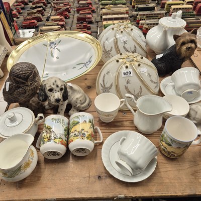 Lot 620 - A pair and another glass light shade, three...