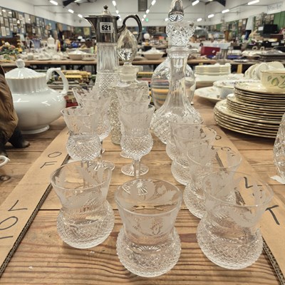 Lot 621 - Edinburgh Crystal thistle shaped engraved...